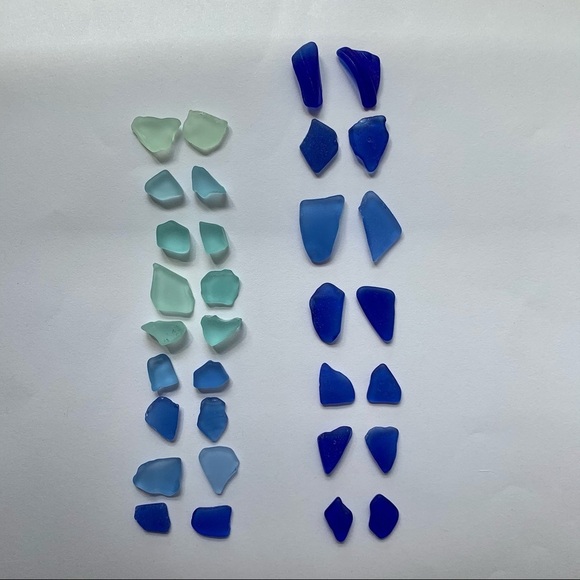 Sea glass earrings wire wrapped cobalt blue aqua green white brown milk - Picture 2 of 4